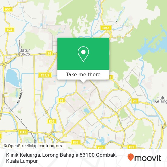 Peta Klinik Keluarga, Lorong Bahagia 53100 Gombak