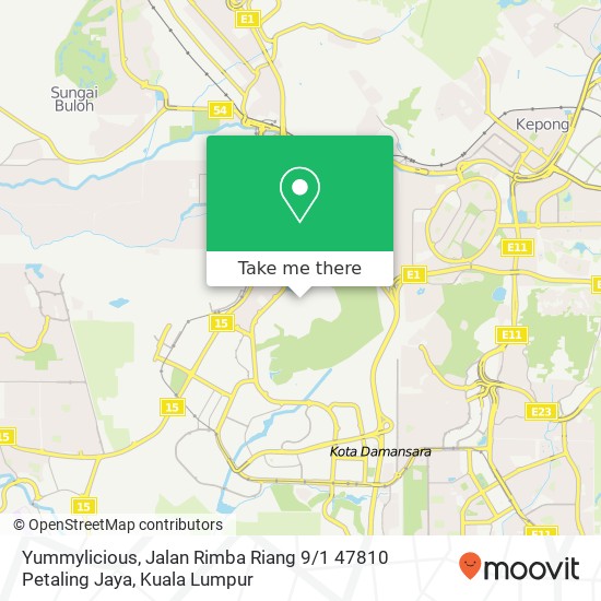 Peta Yummylicious, Jalan Rimba Riang 9 / 1 47810 Petaling Jaya