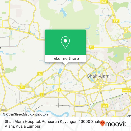 Peta Shah Alam Hospital, Persiaran Kayangan 40000 Shah Alam