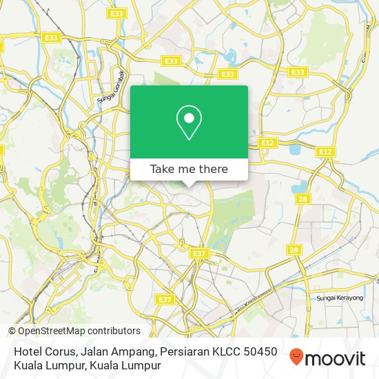 Peta Hotel Corus, Jalan Ampang, Persiaran KLCC 50450 Kuala Lumpur