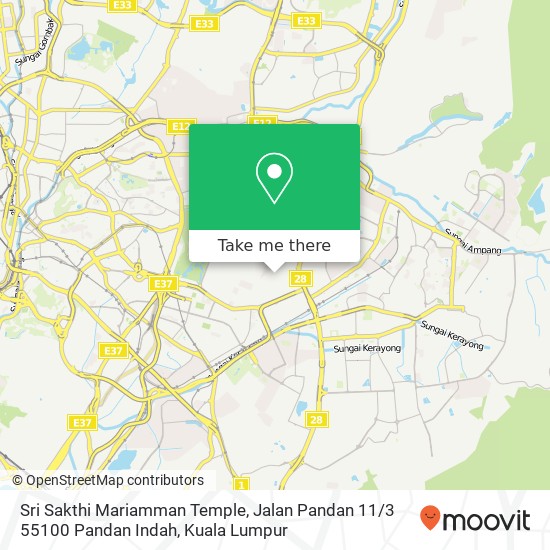 Peta Sri Sakthi Mariamman Temple, Jalan Pandan 11 / 3 55100 Pandan Indah