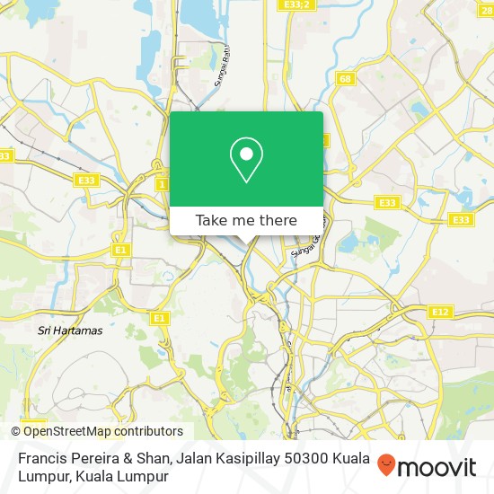 Peta Francis Pereira & Shan, Jalan Kasipillay 50300 Kuala Lumpur