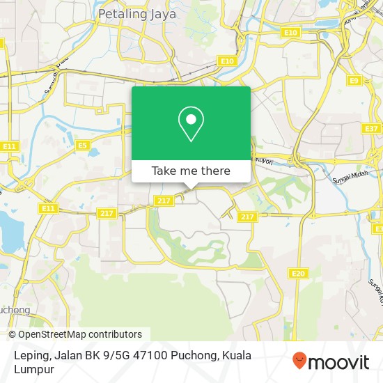 Peta Leping, Jalan BK 9 / 5G 47100 Puchong