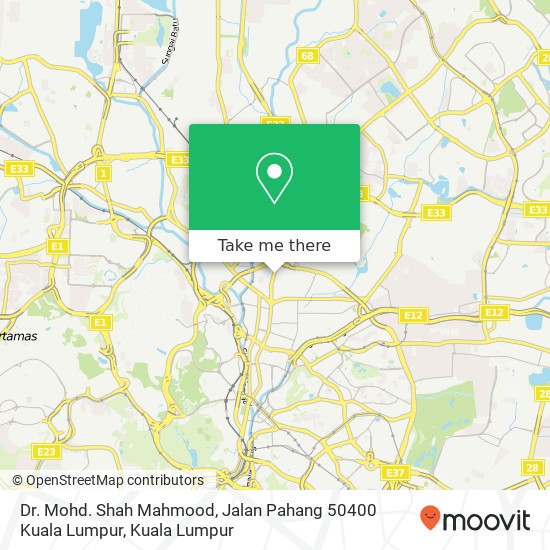 Peta Dr. Mohd. Shah Mahmood, Jalan Pahang 50400 Kuala Lumpur