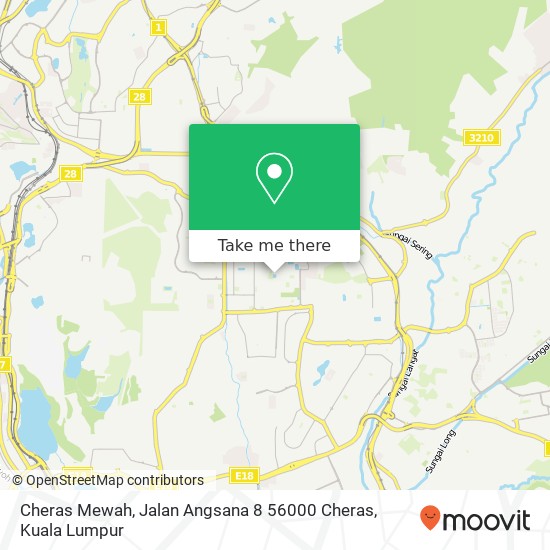 Peta Cheras Mewah, Jalan Angsana 8 56000 Cheras