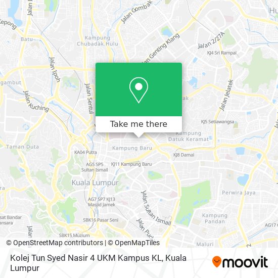 Kolej Tun Syed Nasir 4 UKM Kampus KL map