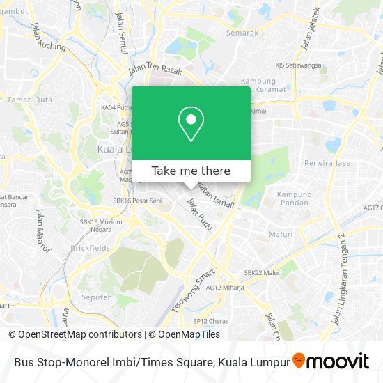 Bus Stop-Monorel Imbi / Times Square map