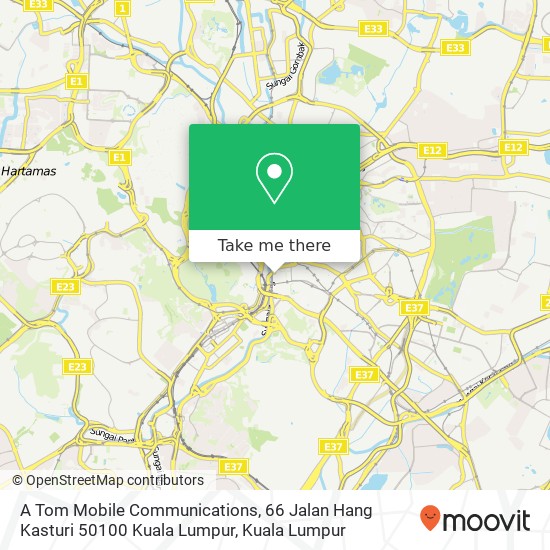 A Tom Mobile Communications, 66 Jalan Hang Kasturi 50100 Kuala Lumpur map