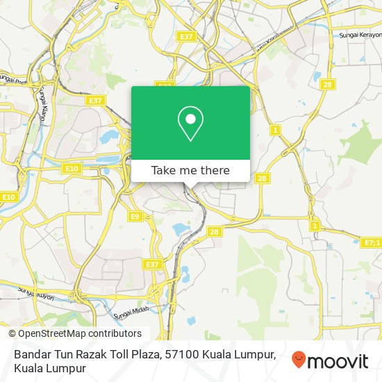 Peta Bandar Tun Razak Toll Plaza, 57100 Kuala Lumpur