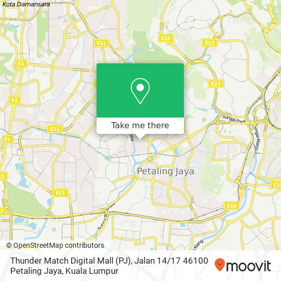 Peta Thunder Match Digital Mall (PJ), Jalan 14 / 17 46100 Petaling Jaya