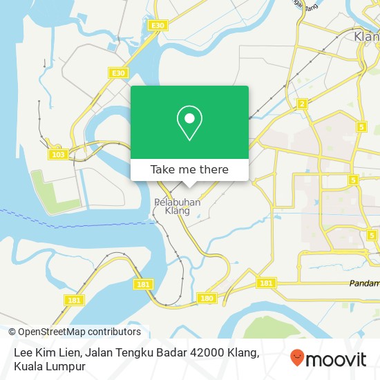 Peta Lee Kim Lien, Jalan Tengku Badar 42000 Klang