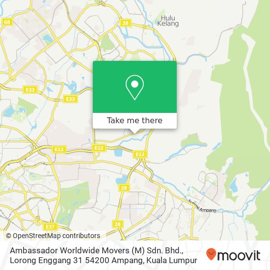 Ambassador Worldwide Movers (M) Sdn. Bhd., Lorong Enggang 31 54200 Ampang map