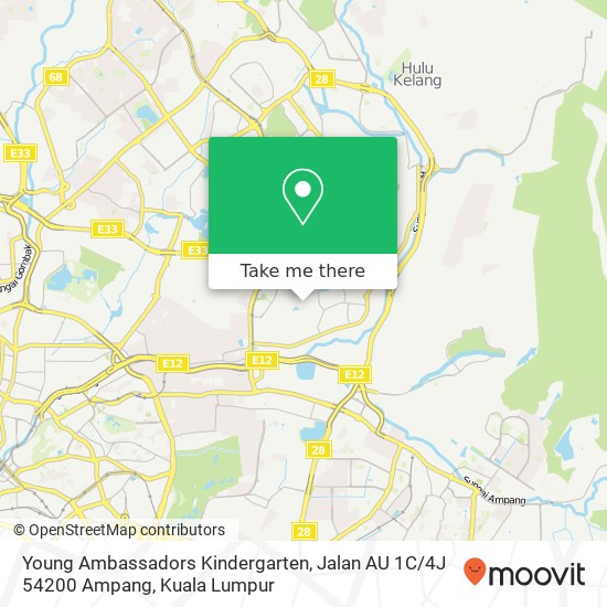 Peta Young Ambassadors Kindergarten, Jalan AU 1C / 4J 54200 Ampang