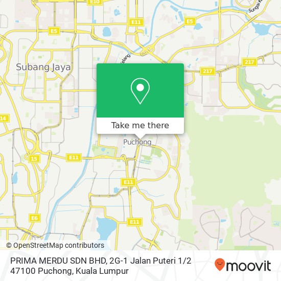 PRIMA MERDU SDN BHD, 2G-1 Jalan Puteri 1 / 2 47100 Puchong map