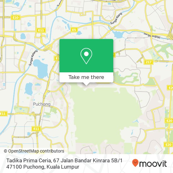 Peta Tadika Prima Ceria, 67 Jalan Bandar Kinrara 5B / 1 47100 Puchong