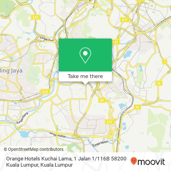 Peta Orange Hotels Kuchai Lama, 1 Jalan 1 / 116B 58200 Kuala Lumpur