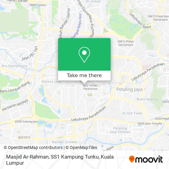 Peta Masjid Ar-Rahman, SS1 Kampung Tunku