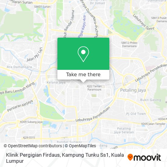 Klinik Pergigian Firdaus, Kampung Tunku Ss1 map