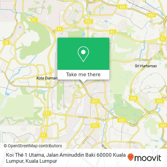 Koi Thé 1 Utama, Jalan Aminuddin Baki 60000 Kuala Lumpur map