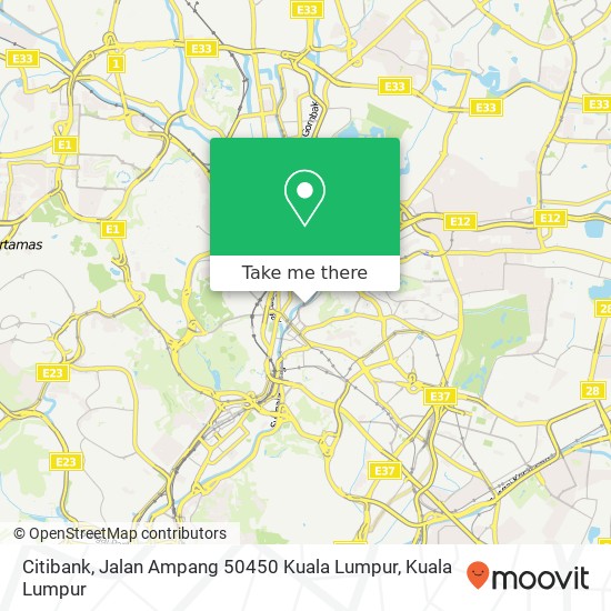 Peta Citibank, Jalan Ampang 50450 Kuala Lumpur