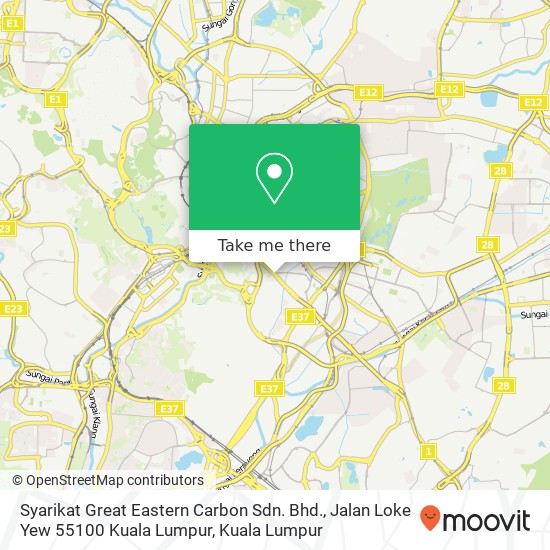 Peta Syarikat Great Eastern Carbon Sdn. Bhd., Jalan Loke Yew 55100 Kuala Lumpur