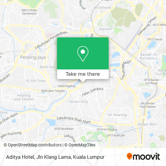 Peta Aditya Hotel, Jln Klang Lama