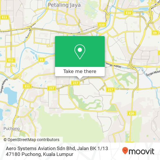 Aero Systems Aviation Sdn Bhd, Jalan BK 1 / 13 47180 Puchong map