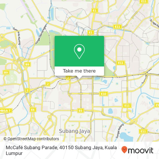 Peta McCafé Subang Parade, 40150 Subang Jaya