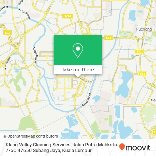 Peta Klang Valley Cleaning Services, Jalan Putra Mahkota 7 / 6C 47650 Subang Jaya