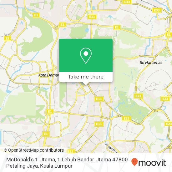 McDonald's 1 Utama, 1 Lebuh Bandar Utama 47800 Petaling Jaya map