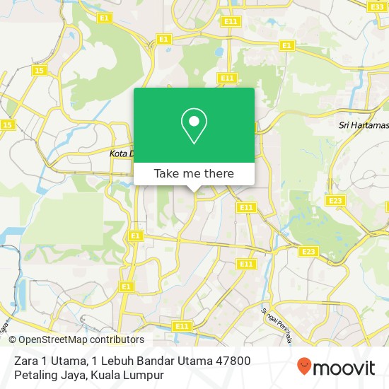 Zara 1 Utama, 1 Lebuh Bandar Utama 47800 Petaling Jaya map