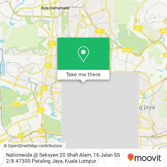Peta Nationwide @ Seksyen 20 Shah Alam, 16 Jalan SS 2 / 8 47300 Petaling Jaya