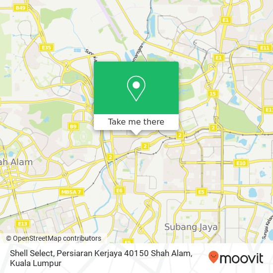 Peta Shell Select, Persiaran Kerjaya 40150 Shah Alam