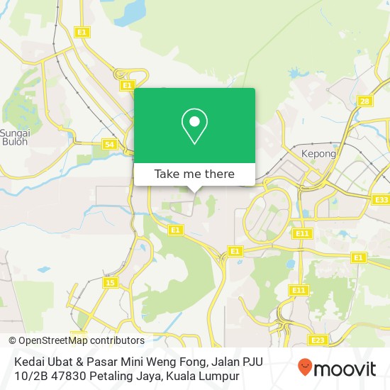Peta Kedai Ubat & Pasar Mini Weng Fong, Jalan PJU 10 / 2B 47830 Petaling Jaya