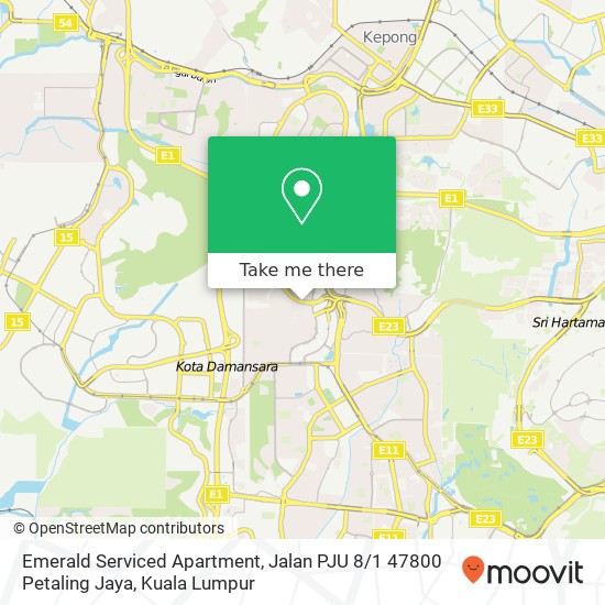 Emerald Serviced Apartment, Jalan PJU 8 / 1 47800 Petaling Jaya map