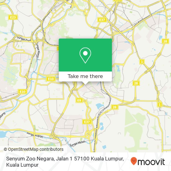 Peta Senyum Zoo Negara, Jalan 1 57100 Kuala Lumpur