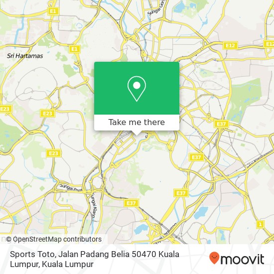 Peta Sports Toto, Jalan Padang Belia 50470 Kuala Lumpur