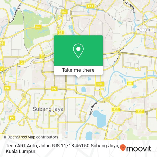 Peta Tech ART Auto, Jalan PJS 11 / 18 46150 Subang Jaya