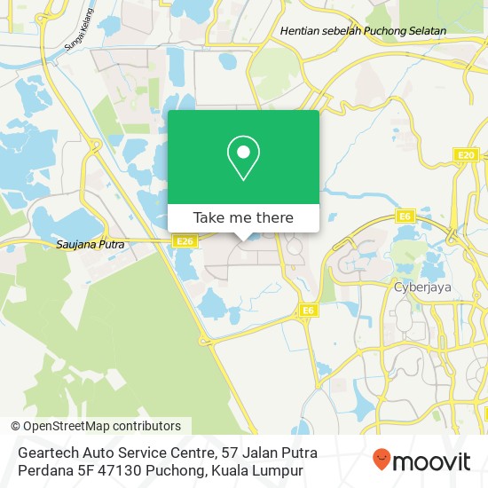 Peta Geartech Auto Service Centre, 57 Jalan Putra Perdana 5F 47130 Puchong