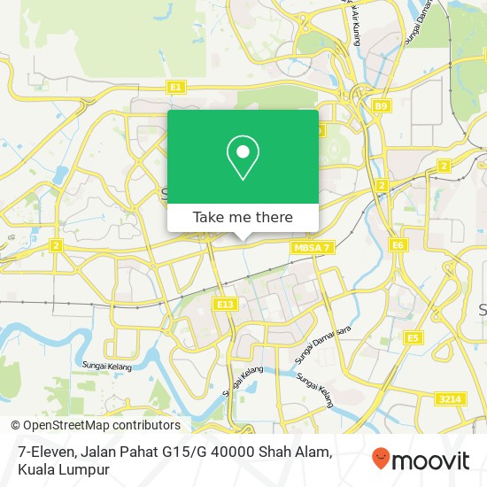 7-Eleven, Jalan Pahat G15 / G 40000 Shah Alam map