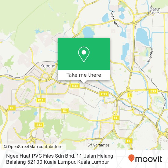 Peta Ngee Huat PVC Files Sdn Bhd, 11 Jalan Helang Belalang 52100 Kuala Lumpur