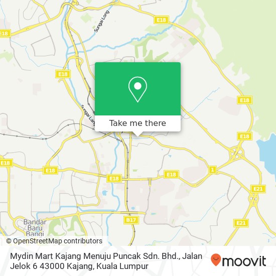 Peta Mydin Mart Kajang Menuju Puncak Sdn. Bhd., Jalan Jelok 6 43000 Kajang