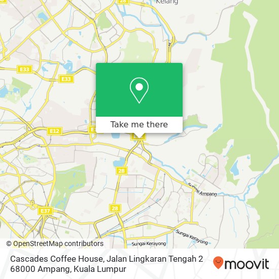 Peta Cascades Coffee House, Jalan Lingkaran Tengah 2 68000 Ampang