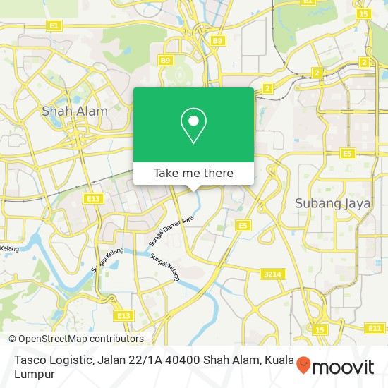 Peta Tasco Logistic, Jalan 22 / 1A 40400 Shah Alam