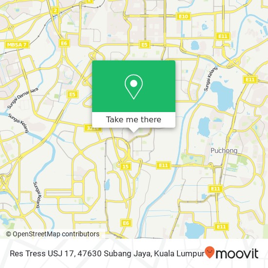 Peta Res Tress USJ 17, 47630 Subang Jaya
