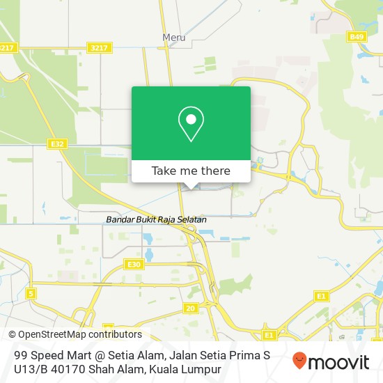 Peta 99 Speed Mart @ Setia Alam, Jalan Setia Prima S U13 / B 40170 Shah Alam