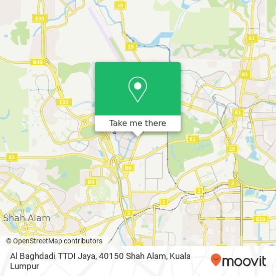Peta Al Baghdadi TTDI Jaya, 40150 Shah Alam