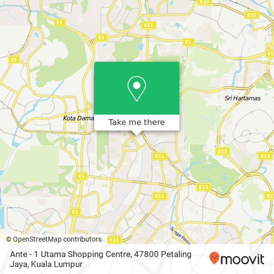 Peta Ante - 1 Utama Shopping Centre, 47800 Petaling Jaya