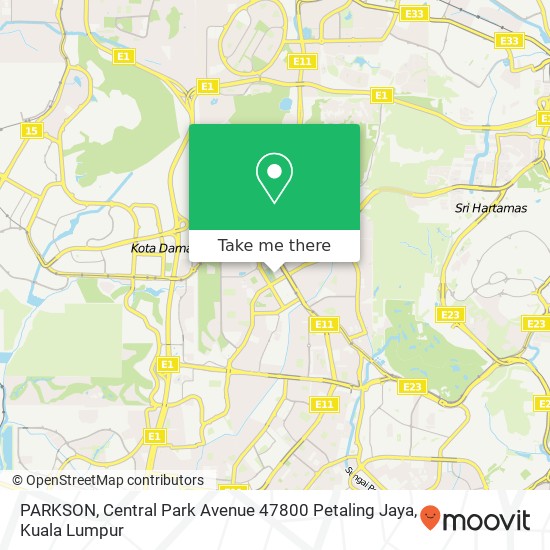 Peta PARKSON, Central Park Avenue 47800 Petaling Jaya