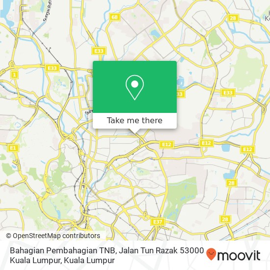 Peta Bahagian Pembahagian TNB, Jalan Tun Razak 53000 Kuala Lumpur